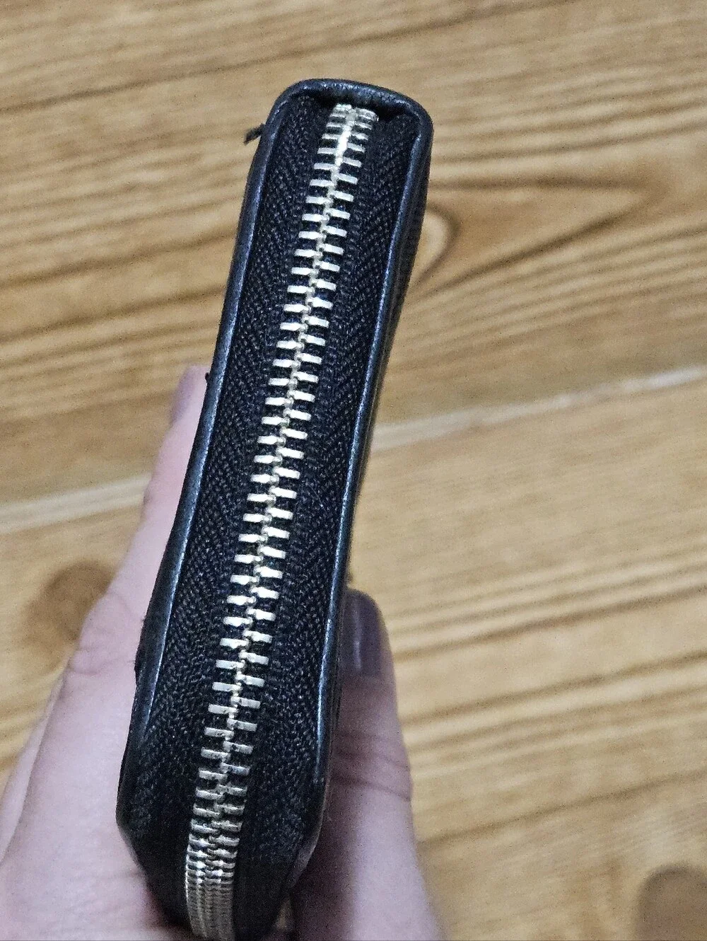 Coach Black Signature Zip Around Wallet
